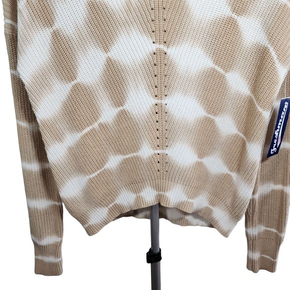 Freshman 1996 V Neck White & Taupe Pull Over Tie Dye Long Sleeve Sweater . NWT - Picture 5 of 9